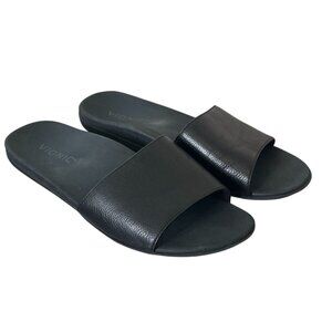 Vionic Val Black Leather Slides Sandals Size 7.5 Orthotic Comfort